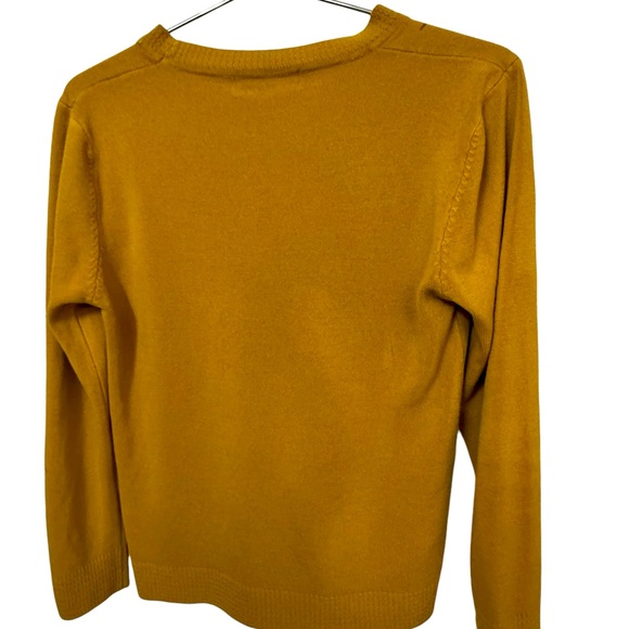 Vintage Floral Abundant Mustard Yellow Button Down Cardigan Sweater Women’s M - Picture 2 of 5